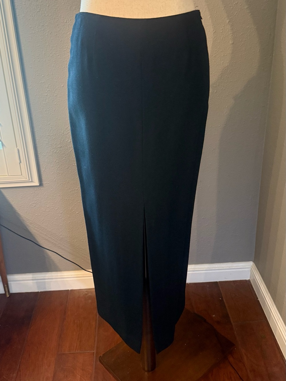 Maxi Long Black Pencil Skirt with 17” Front Slit - fully lined, side zip, crepe